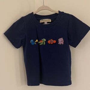 Kids Navy Tee with Sea Creature Embroidery